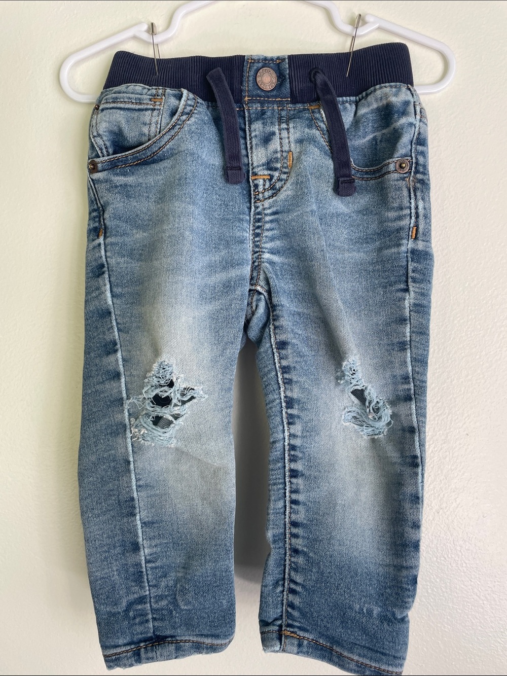GAP Light Blue Distressed Denim Jogger Pants
